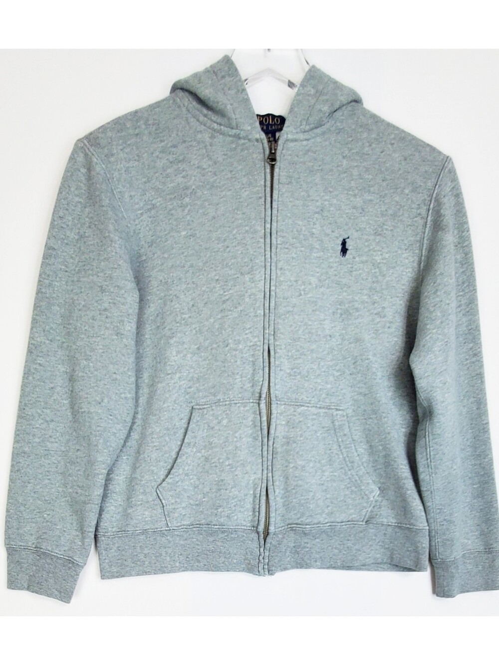 Polo Ralph Lauren big boys large 14-16 full zip hoodie long sleeves gray outdoor